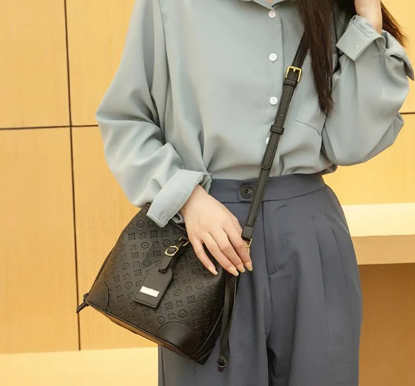 Autumn/Winter Soft Leather Bucket Bag Women's Trendy All-match One Shoulder Messenger Bags Fashion Handbag