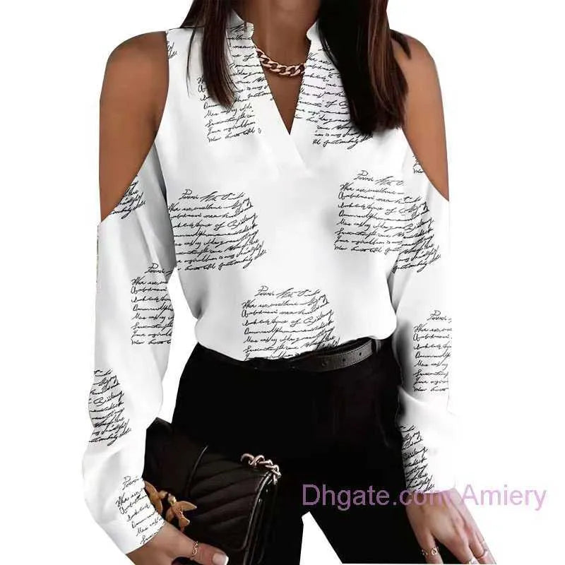 2024 Designer Women Clothes Blouse Long Sleeve Off Shoulder Blouses Printed Shirt Ladies Outfits T-shirt Tops Casual Clothing 3xl