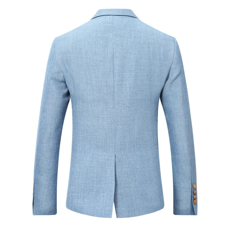 Arrival Sky Blue Linen Men Suits Latest Design Slim Fit Wedding Suit 3pcs Custom Made Prom Casual Tuxedos Men Suits