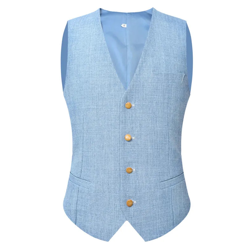 Arrival Sky Blue Linen Men Suits Latest Design Slim Fit Wedding Suit 3pcs Custom Made Prom Casual Tuxedos Men Suits