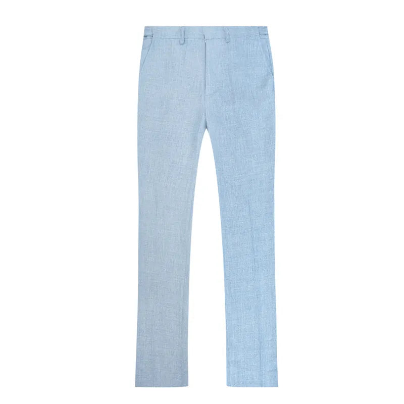 Arrival Sky Blue Linen Men Suits Latest Design Slim Fit Wedding Suit 3pcs Custom Made Prom Casual Tuxedos Men Suits