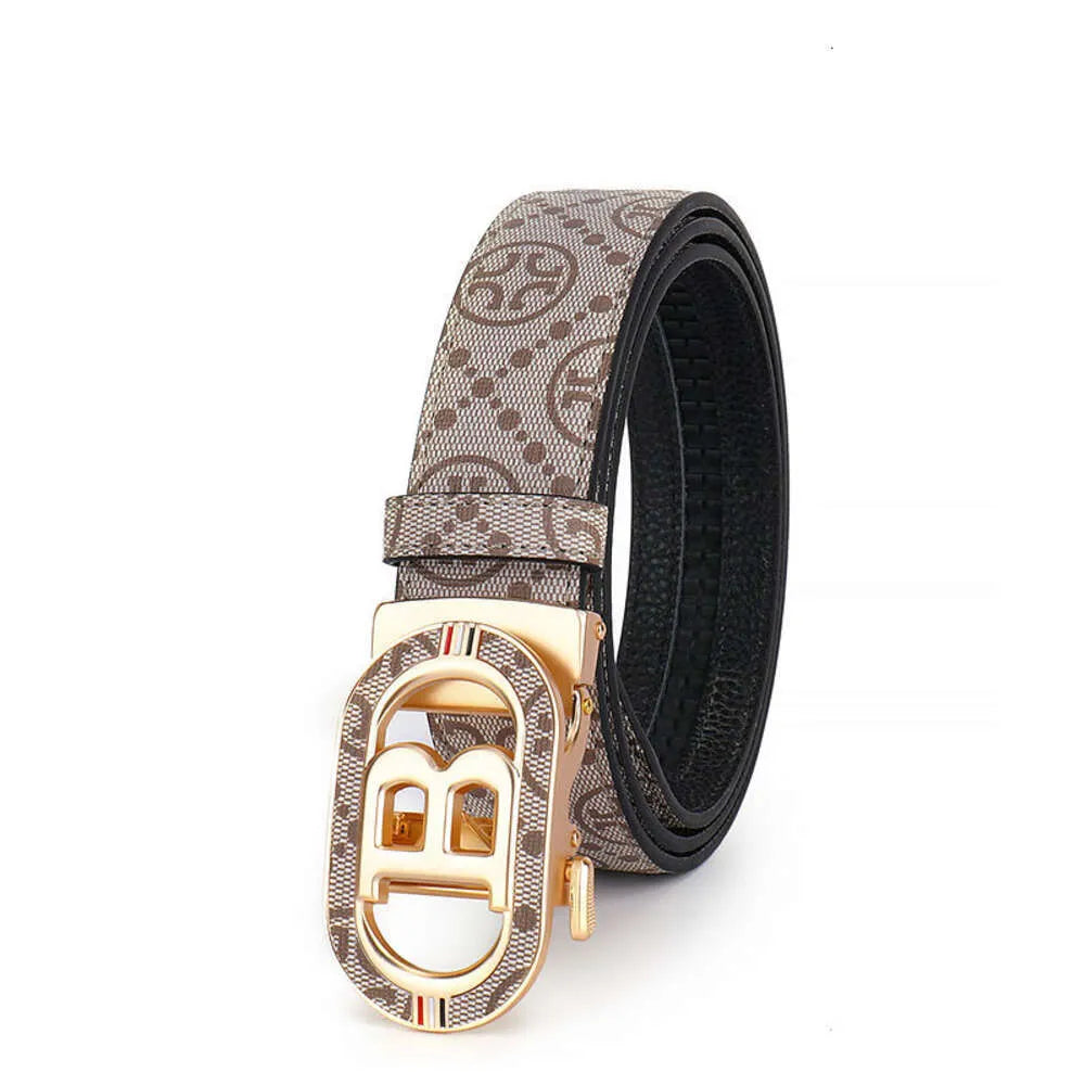 Automatic Buckle Plaid Business Casual Pants Belt for Men