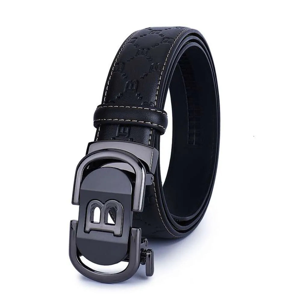 Automatic Buckle Plaid Business Casual Pants Belt for Men