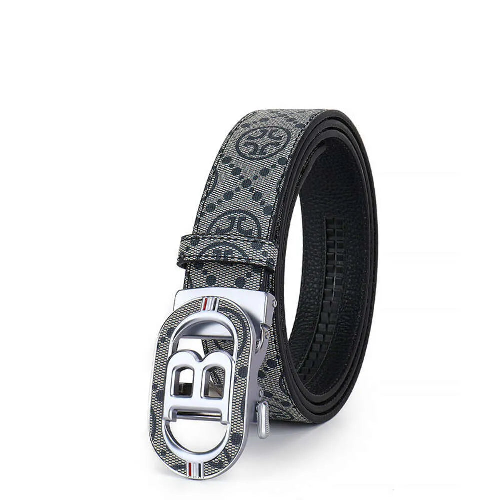 Automatic Buckle Plaid Business Casual Pants Belt for Men