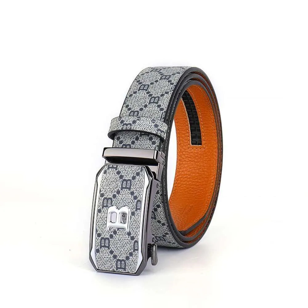 Automatic Buckle Plaid Business Casual Pants Belt for Men
