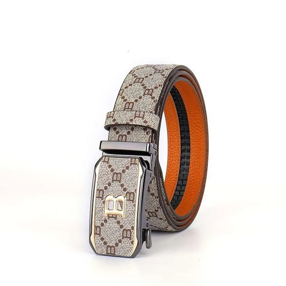 Automatic Buckle Plaid Business Casual Pants Belt for Men