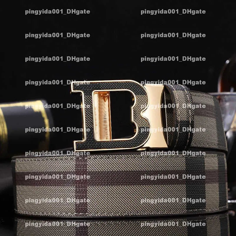 Automatic Buckle Plaid Business Casual Pants Belt for Men