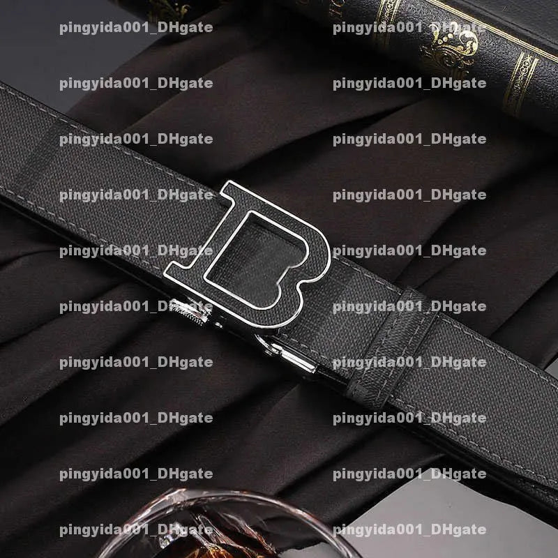 Automatic Buckle Plaid Business Casual Pants Belt for Men