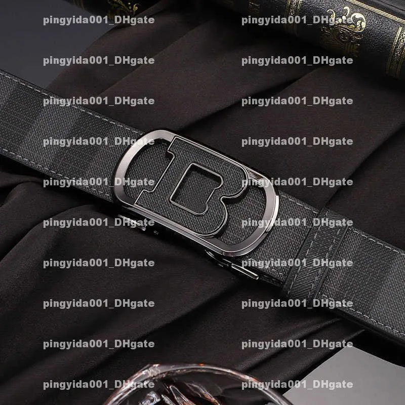 Automatic Buckle Plaid Business Casual Pants Belt for Men