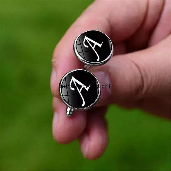 A-Z Alphabet Cufflinks Silver Color Letter Cuff Button for Men&apos;s Shirt Wedding