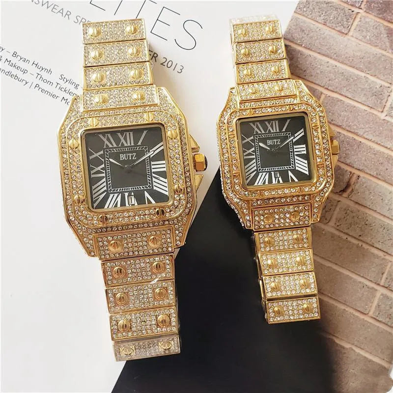 2022 High Quality Mens Women Watch Full Diamond Iced Out Strap Designer Watches Quartz Movement Couple Lovers Clock Wristwatch