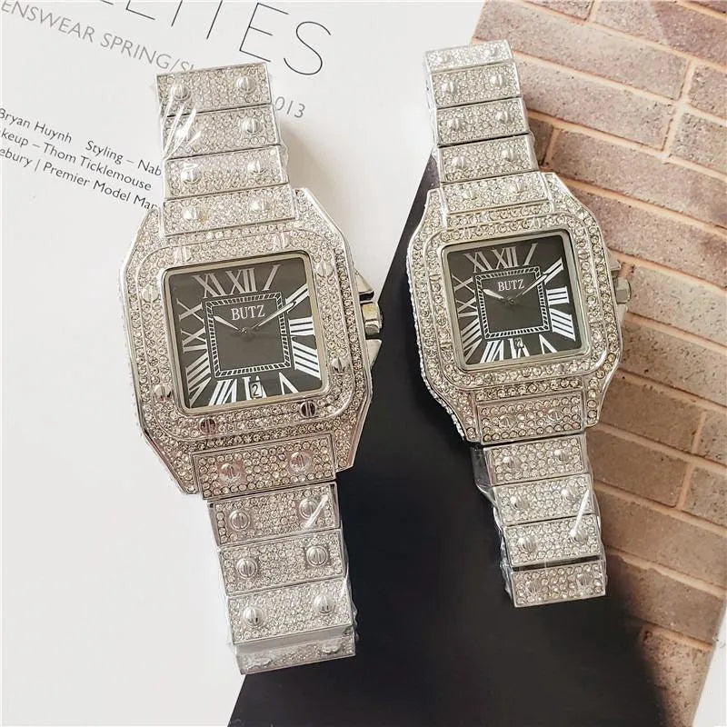 2022 High Quality Mens Women Watch Full Diamond Iced Out Strap Designer Watches Quartz Movement Couple Lovers Clock Wristwatch