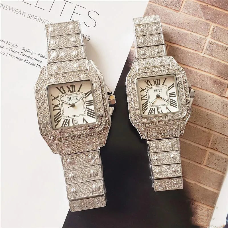 2022 High Quality Mens Women Watch Full Diamond Iced Out Strap Designer Watches Quartz Movement Couple Lovers Clock Wristwatch