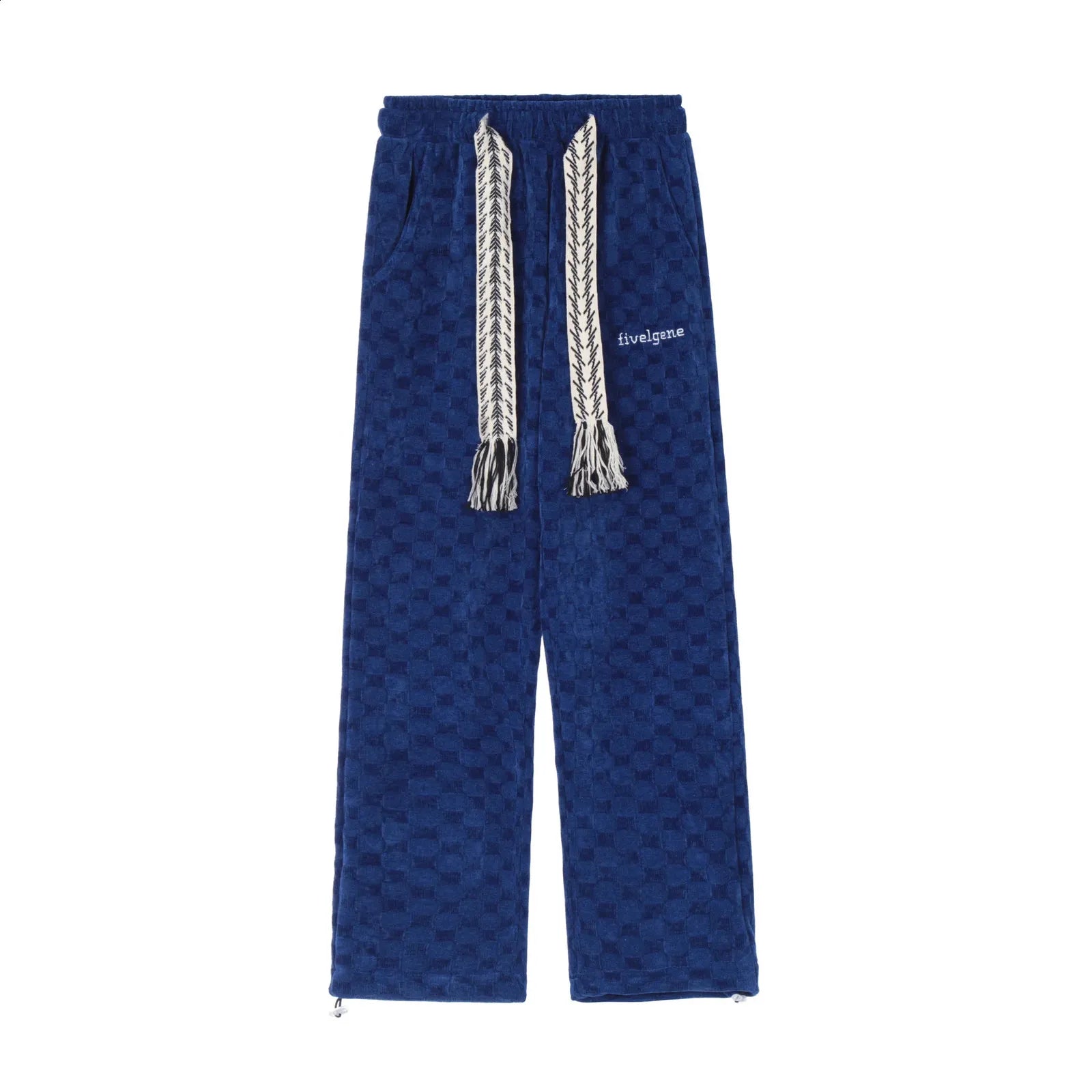 2024 Spring/Autumn Velvet Knitted Trousers, Casual Loose Wide-Leg Pants, Mid-Waist Straight Jacquard Pants for Men and Women