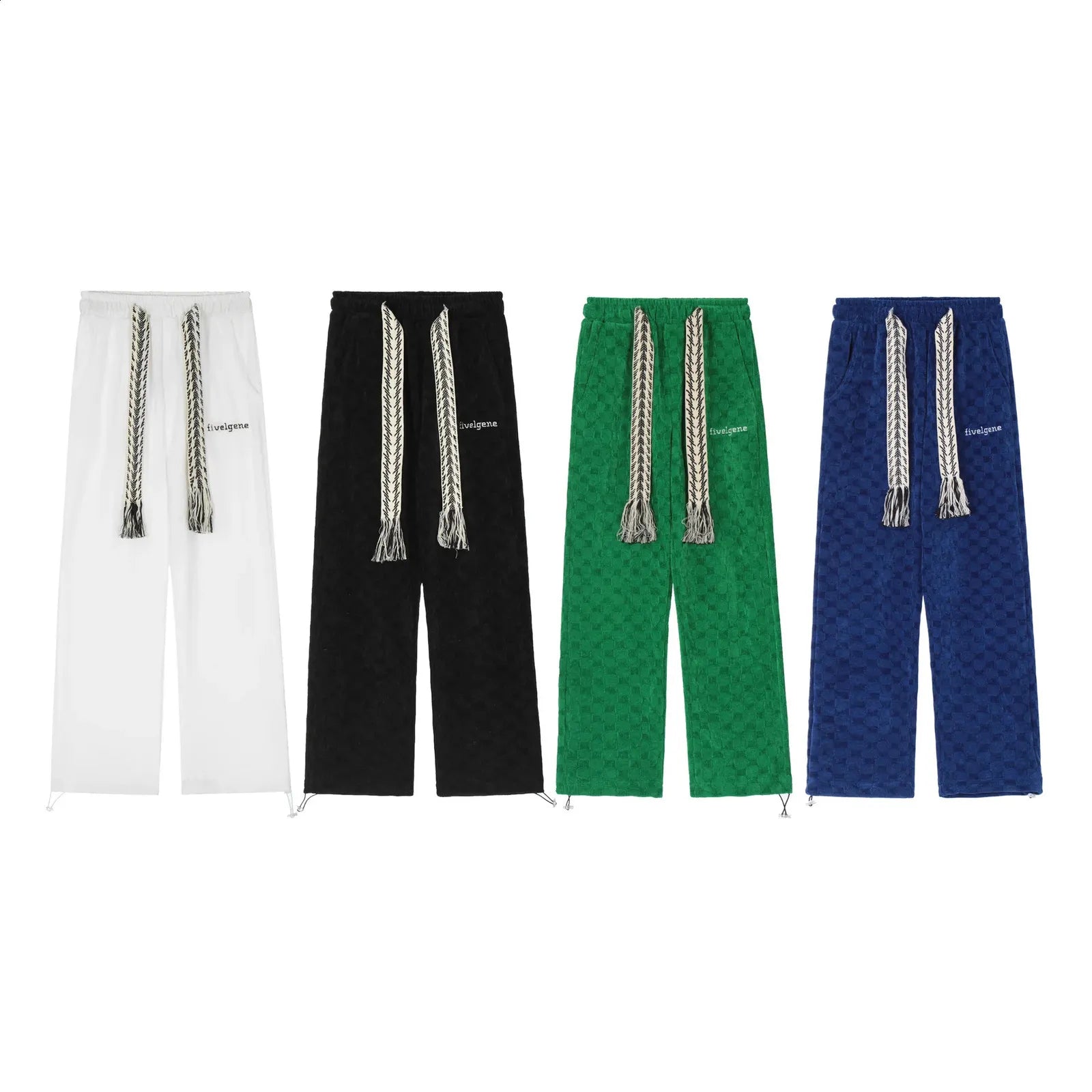 2024 Spring/Autumn Velvet Knitted Trousers, Casual Loose Wide-Leg Pants, Mid-Waist Straight Jacquard Pants for Men and Women