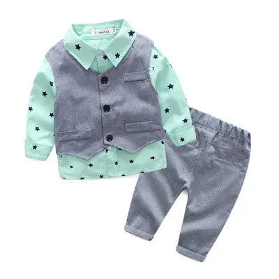 Baby Boys Formal Wedding Suit Set Shirt+Vest+Pants - Elegant Kids Party Outfit