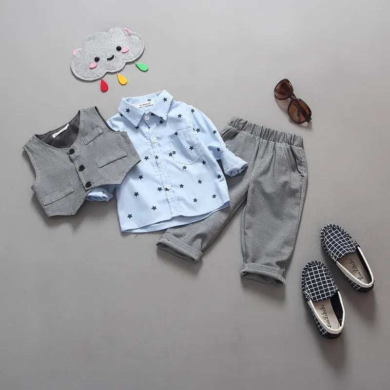 Baby Boys Formal Wedding Suit Set Shirt+Vest+Pants - Elegant Kids Party Outfit