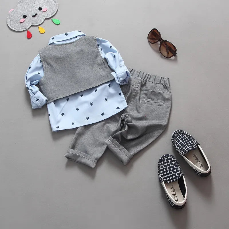 Baby Boys Formal Wedding Suit Set Shirt+Vest+Pants - Elegant Kids Party Outfit