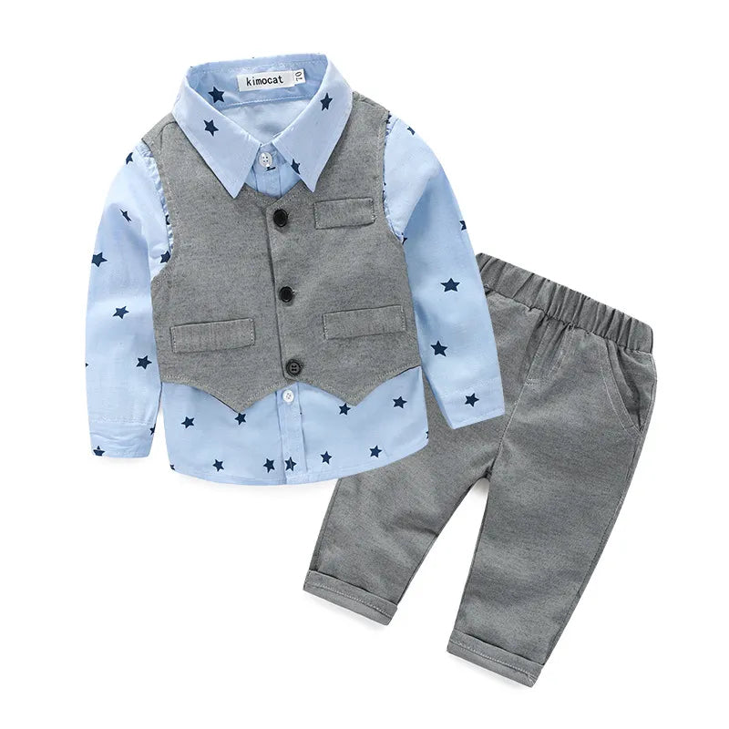 Baby Boys Formal Wedding Suit Set Shirt+Vest+Pants - Elegant Kids Party Outfit