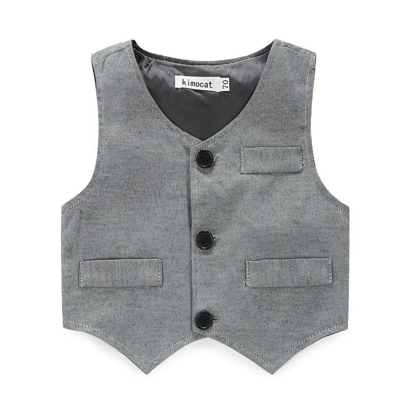 Baby Boys Formal Wedding Suit Set Shirt+Vest+Pants - Elegant Kids Party Outfit