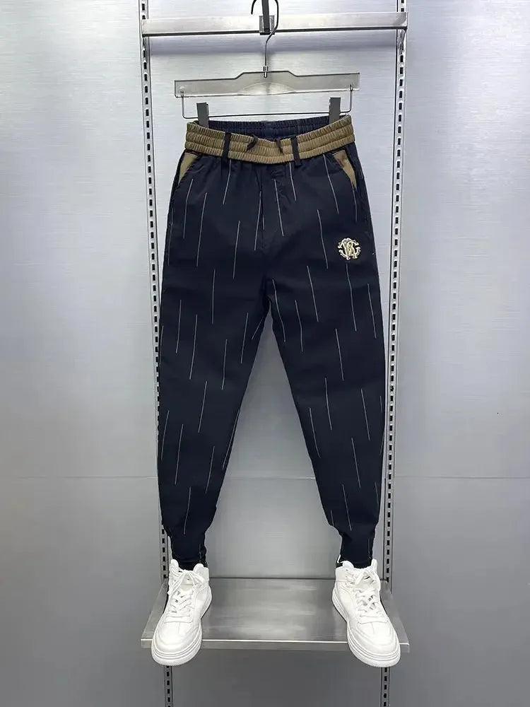 Autumn Casual Striped Pants Fashion Black Trouser High Quality er Mens Wear 250103