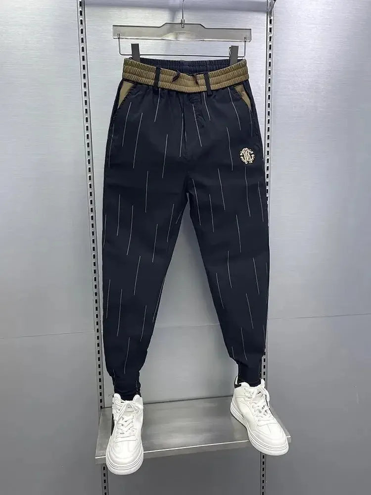 Autumn Casual Striped Pants Fashion Black Trouser High Quality er Mens Wear 250103