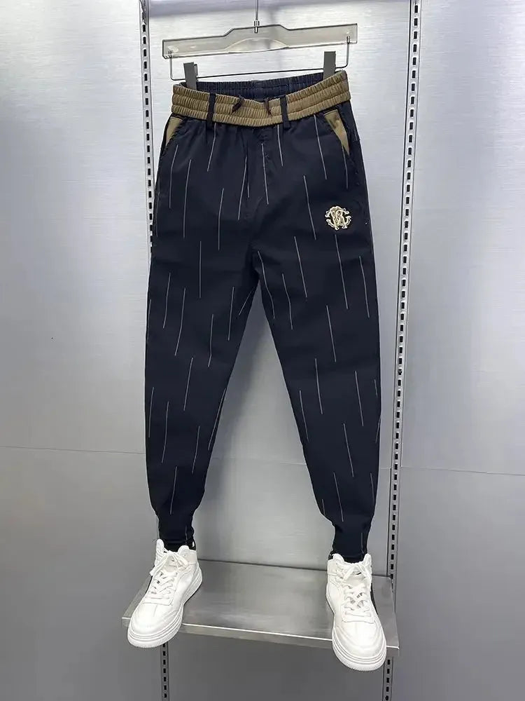 Autumn Casual Striped Pants Fashion Black Trouser High Quality er Mens Wear 250103