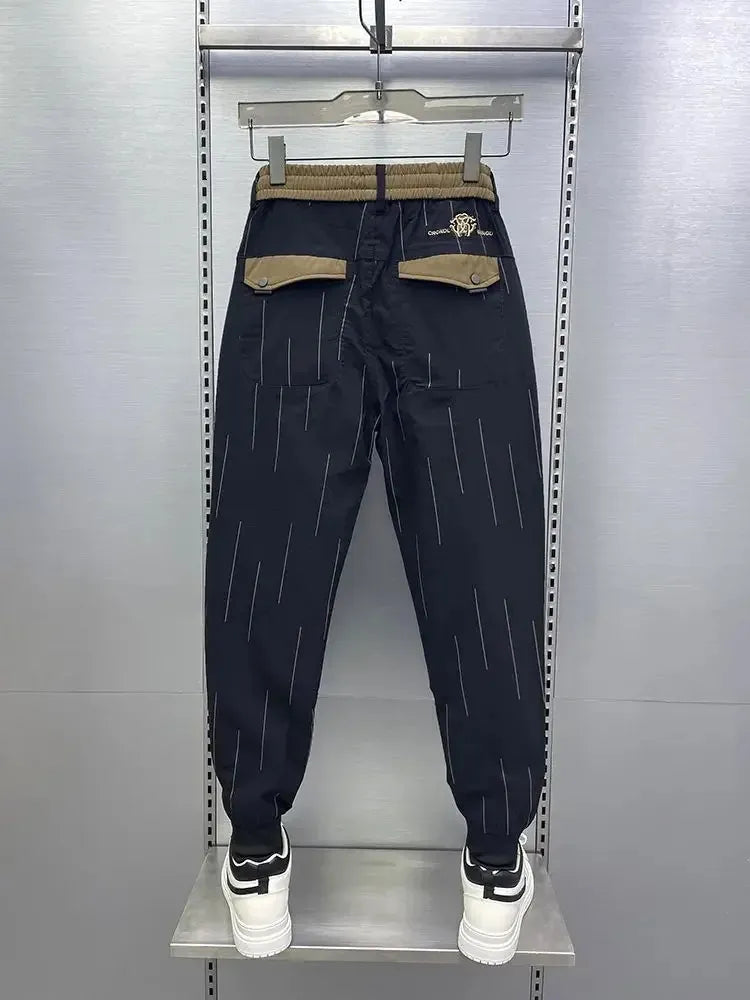 Autumn Casual Striped Pants Fashion Black Trouser High Quality er Mens Wear 250103